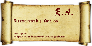 Ruzsinszky Arika névjegykártya